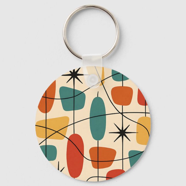 Mid Century Modern Atomic Abstract Key Ring (Front)