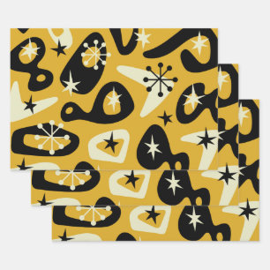 Mid Century Modern Atomic Abstract Wrapping Paper Sheet