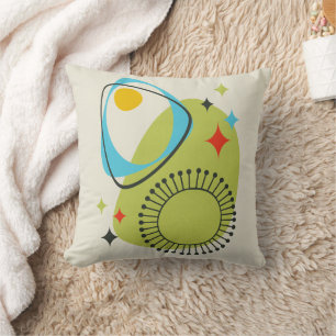 Mid Century Modern Atomic Age 14 Green, Blue Cushion