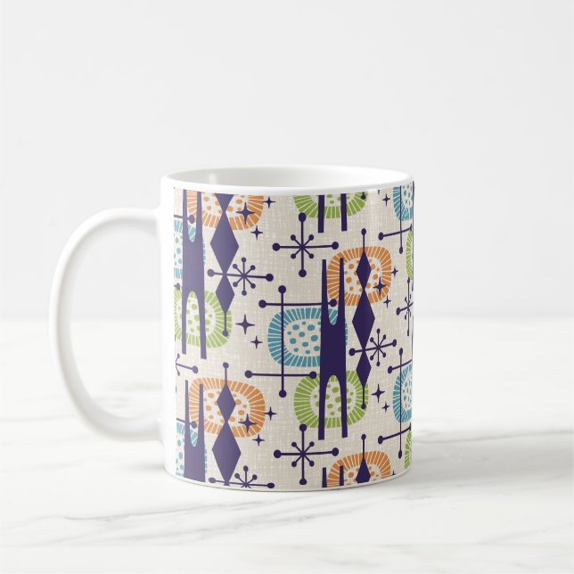 Mid Century Modern Atomic Age Abstract Pattern Coffee Mug (Left)