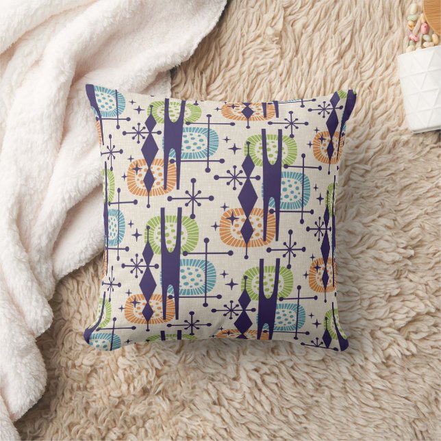 Mid Century Modern Atomic Age Abstract Pattern Cushion (Blanket)