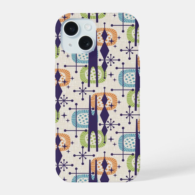 Mid Century Modern Atomic Age Abstract Pattern iPhone 15 Case (Back)