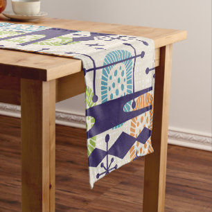 Mid Century Modern Atomic Age Abstract Pattern Short Table Runner