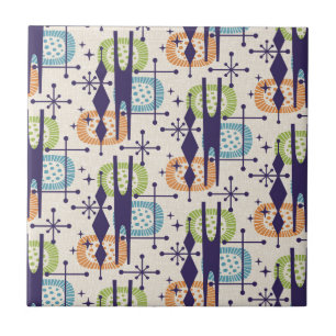 Mid Century Modern Atomic Age Abstract Pattern Tile