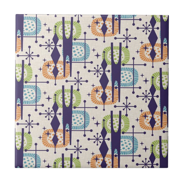 Mid Century Modern Atomic Age Abstract Pattern Tile (Front)