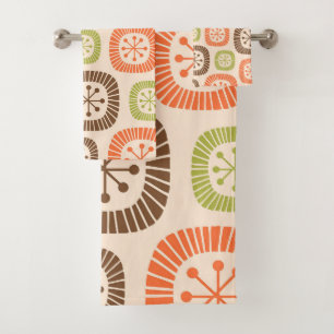 Mid Century Modern Atomic Age Bath Towel Set