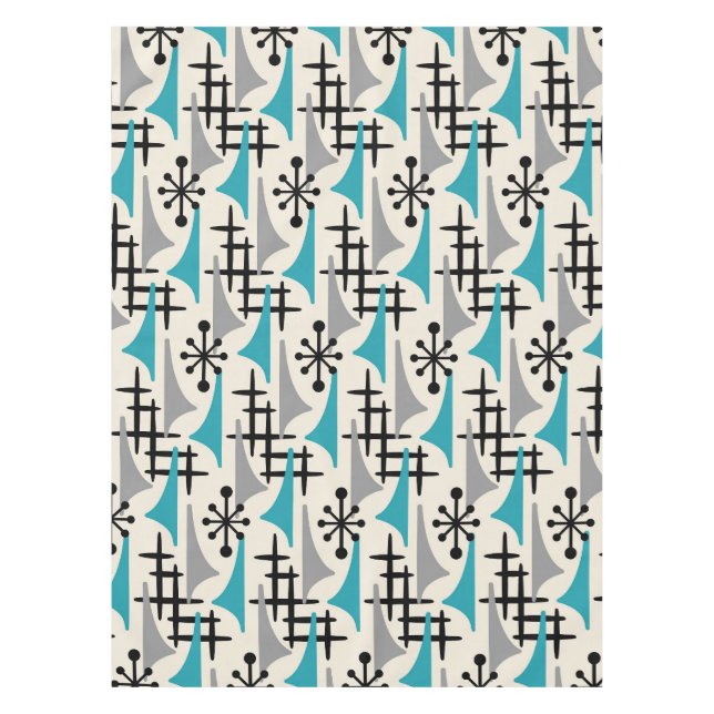 Mid Century Modern Atomic Age Pattern Tablecloth (Front)