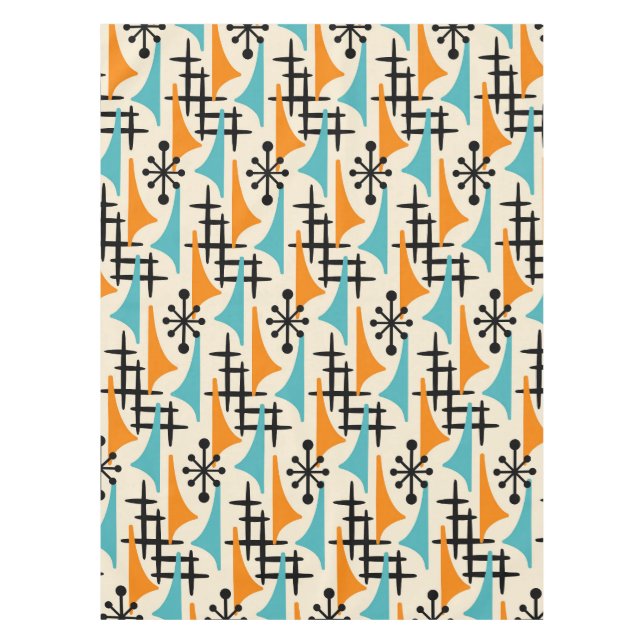 Mid-Century Modern Atomic Age Pattern Tablecloth (Front)