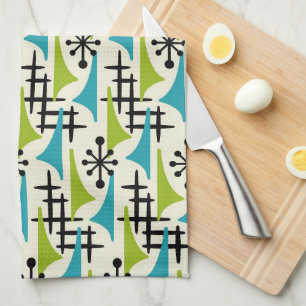 Mid-Century Modern Atomic Age Pattern Tea Towel