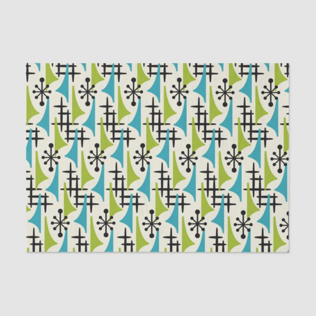 Mid-Century Modern Atomic Age Pattern Tissue Paper (Front)