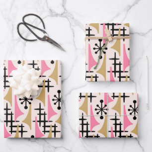 Mid Century Modern Atomic Age Pattern Wrapping Paper Sheet