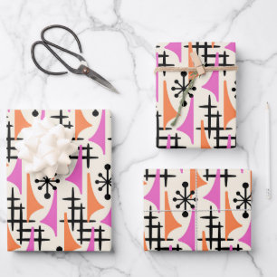 Mid Century Modern Atomic Age Pattern Wrapping Paper Sheet