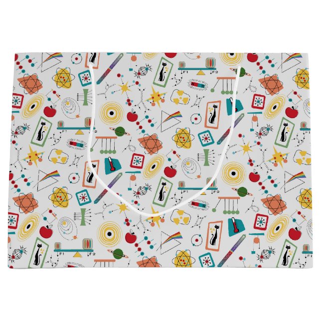 Mid Century Modern Atomic Age STEM Physics Scatter Large Gift Bag (Front)
