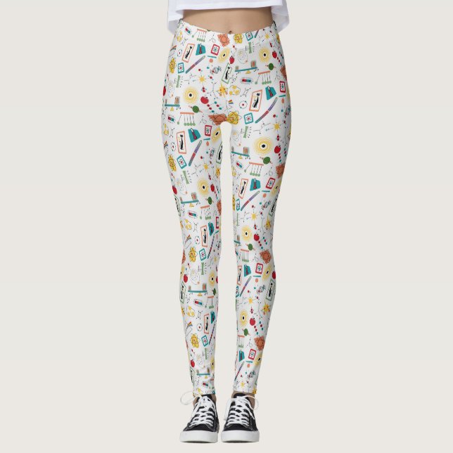 Mid Century Modern Atomic Age STEM Physics Scatter Leggings (Front)