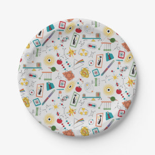 Mid Century Modern Atomic Age STEM Physics Scatter Paper Plate