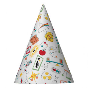 Mid Century Modern Atomic Age STEM Physics Scatter Party Hat