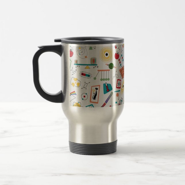 Mid Century Modern Atomic Age STEM Physics Scatter Travel Mug (Left)