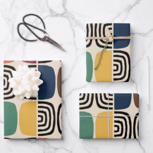 Mid Century Modern Atomic Age Wrapping Paper Sheet