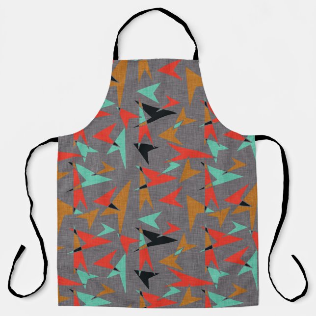 Mid Century Modern Atomic Arrows Black Orange Grey Apron (Front)