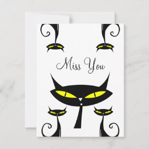 Mid Century Modern Atomic Black Cat Miss You
