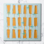 Mid Century Modern Atomic Blocks Aqua, Orange Tile<br><div class="desc">Atomic Age Mid Century Modern design. Fun and bold design with funky and colourful blocks,  and stars. Perfect for retro and vintage style lovers.</div>