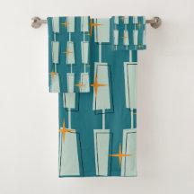 Mid Century Modern Atomic Blocks Teal, Aqua