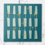Mid Century Modern Atomic Blocks Teal, Aqua Tile<br><div class="desc">Atomic Age Mid Century Modern design. Fun and bold design with funky and colourful blocks,  and stars. Perfect for retro and vintage style lovers.</div>