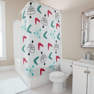Mid-Century Modern Atomic Boomerangs Shower Curtain