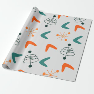 Mid-Century Modern Atomic Boomerangs Wrapping Paper