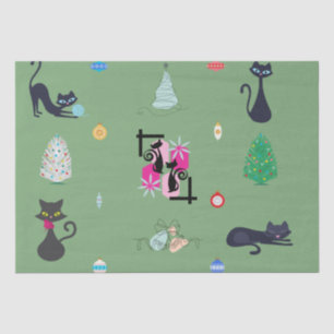 Mid Century Modern Atomic Cat Christmas Holiday  Tissue Paper