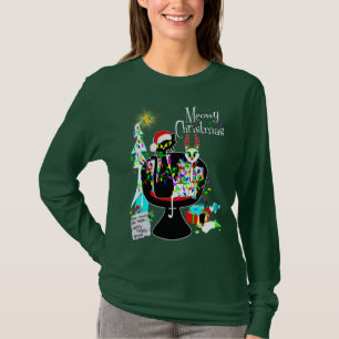 Mid Century Modern Atomic Cat Meowy Christmas T-Shirt