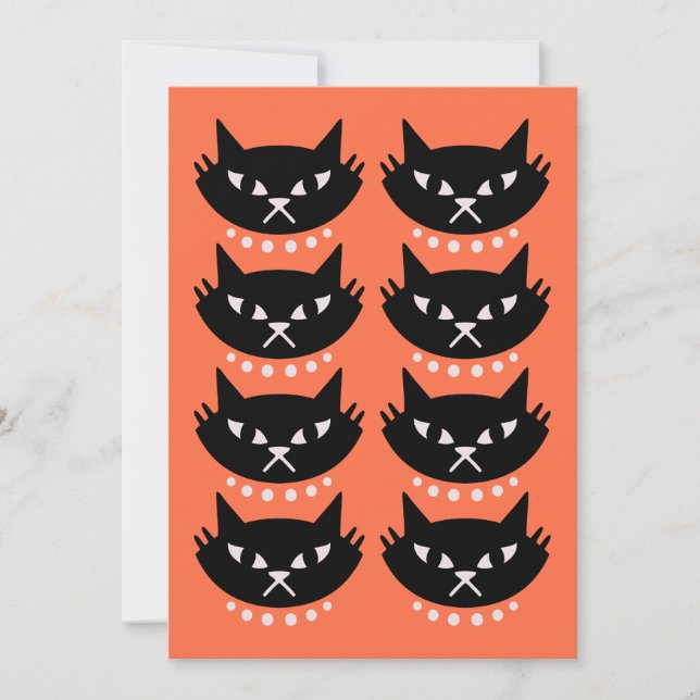 Mid Century Modern Atomic Cat Pattern Invitation (Front)