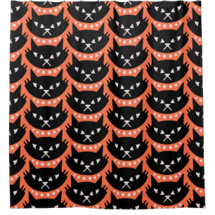 Mid Century Modern Atomic Cat Pattern Shower Curtain
