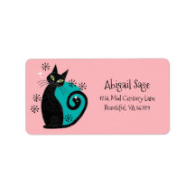 Mid Century Modern Atomic Cat Retro Address