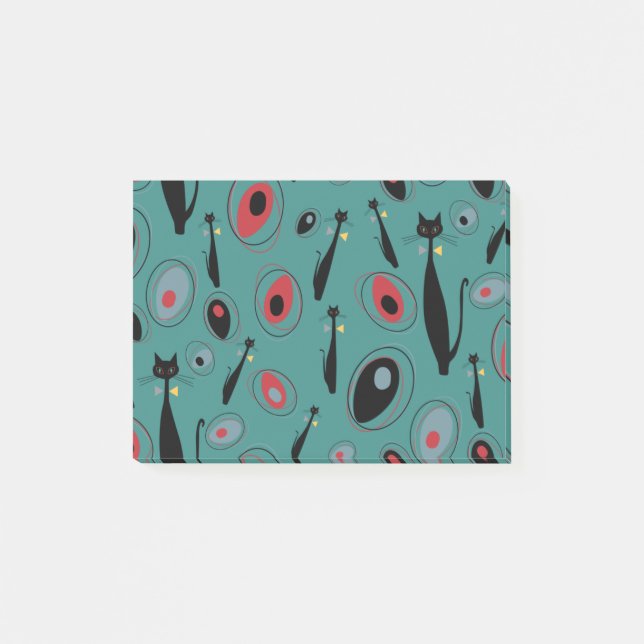 Mid-Century Modern Atomic Cats Pattern 1.3 Post-it Notes (Front)