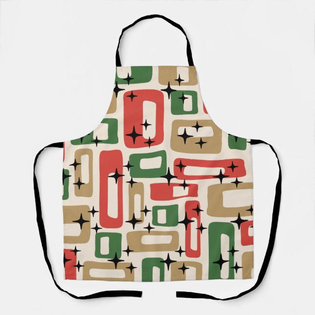Mid Century Modern Atomic Christmas Apron (Front)