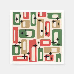 Mid Century Modern Atomic Christmas Napkin