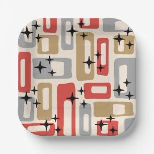 Mid Century Modern Atomic Christmas Paper Plate