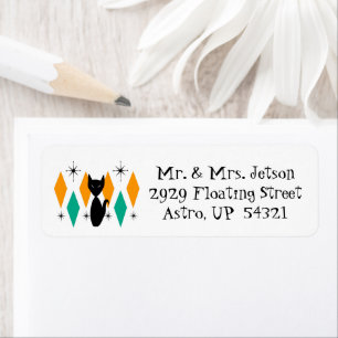 Mid Century Modern Atomic Diamonds Starbursts Cat