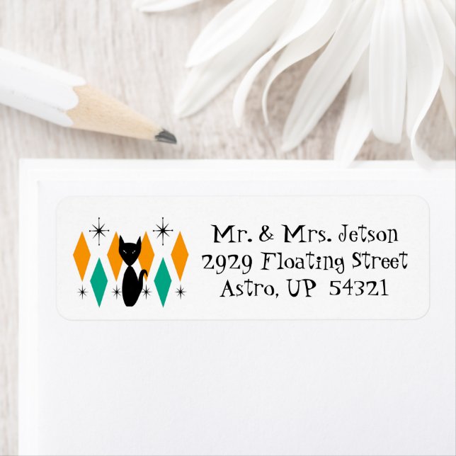 Mid Century Modern Atomic Diamonds Starbursts Cat (Insitu)