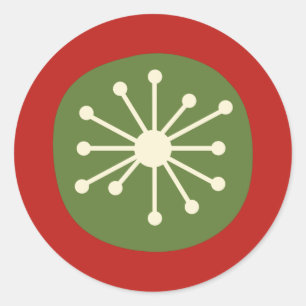 Mid Century Modern Atomic Dot Cute Retro Christmas Classic Round Sticker