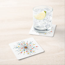 Mid-Century Modern Atomic Dot Drink Coasters
