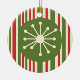 Mid Century Modern Atomic Dot Retro Christmas  Ceramic Tree Decoration