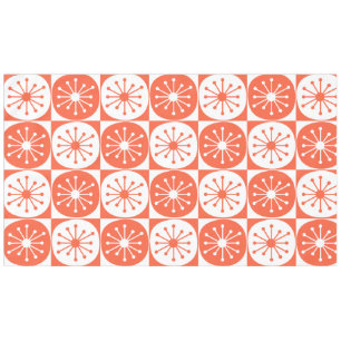 Mid Century Modern Atomic Dots Chequered Orange Tablecloth