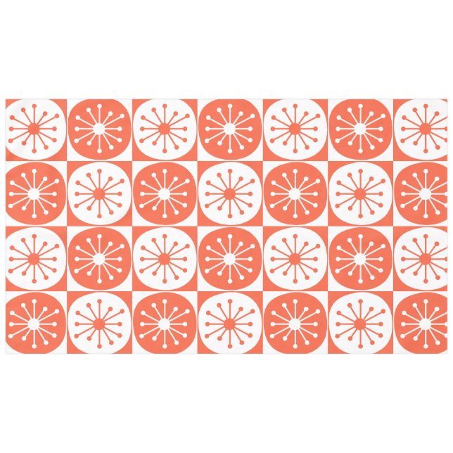 Mid Century Modern Atomic Dots Chequered Orange Tablecloth (Front (Horizontal))