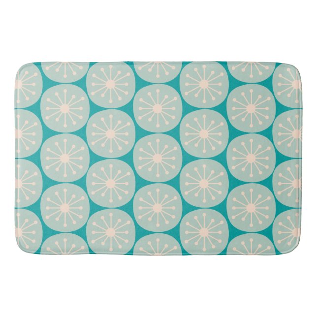 Mid Century Modern Atomic Dots Retro Pattern Bath Mat (Front)