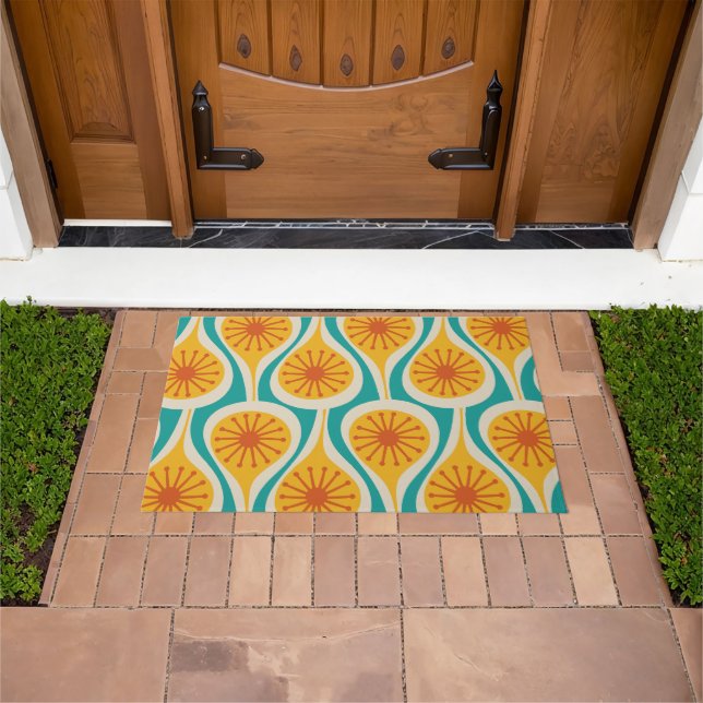 Mid Century Modern Atomic Drops Retro Pattern Doormat (Outdoor)