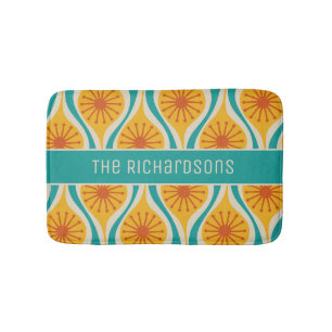 Mid Century Modern Atomic Drops Retro Personalised Bath Mat