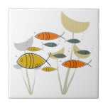 Mid Century Modern Atomic Era Fish Swimming Custom Tile<br><div class="desc">This Mid Century Modern design is inspired by the Atomic Era patterns and designs made popular in the 1950s and 1960s. The featured background colour can be customised by you to any colour you prefer. You can also make the pattern image larger or smaller in the edit mode of this...</div>