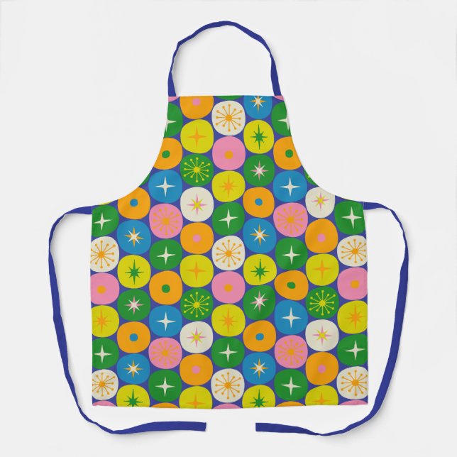 Mid Century Modern Atomic Era Space Age Colourful Apron (Front)